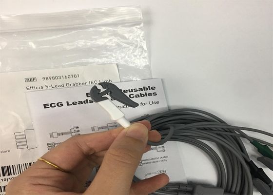 PHLIP Efficia পুনরায় ব্যবহারযোগ্য 5 লিড ইসিজি ক্যাবল IEC Limb প্রাপ্তবয়স্কদের জন্য