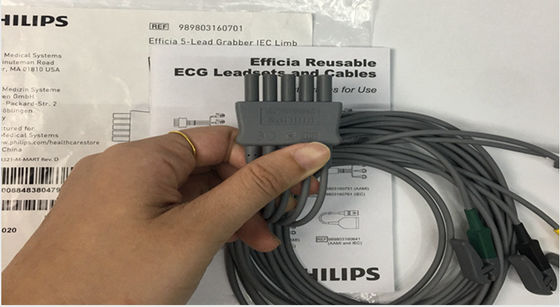 PHLIP Efficia পুনরায় ব্যবহারযোগ্য 5 লিড ইসিজি ক্যাবল IEC Limb প্রাপ্তবয়স্কদের জন্য