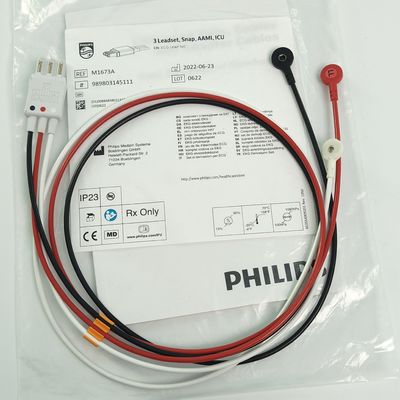 REF M1673A PHILIP রোগীর মনিটর CBL 3 লিডসেট স্ন্যাপ AAMI আইসিইউ PN 989803145111