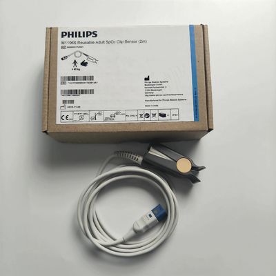 PHILIP মূল M1196S পুনরায় ব্যবহারযোগ্য প্রাপ্তবয়স্ক SpO2 ক্লিপ সেন্সর (2m) REF:989803174381