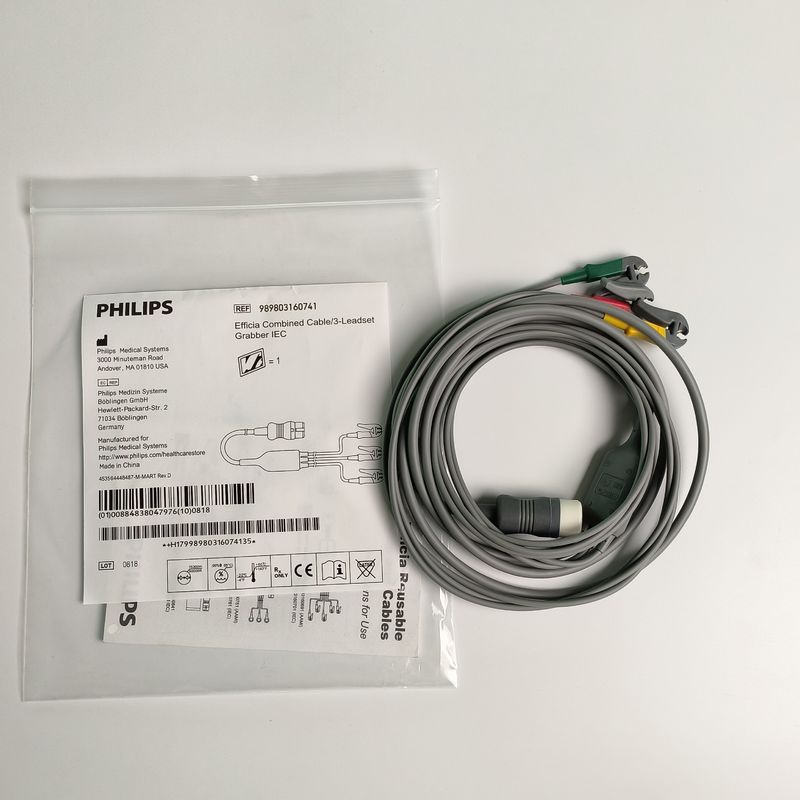 PHILIP মূল Efficia সমন্বিত ক্যাবল/3-Leadset Grabber IEC. মেশিন শেষ বৃত্তাকার 12-পিন,REF: 989803160741