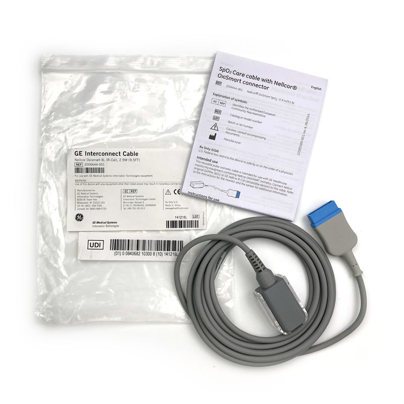 Nellcor® OxiSmart সংযোগকারী REF 2006644-001 সহ SpO2 কেয়ার ক্যাবল Nellcor® OxiSmart SpO2 (2.9 M/9.5 Ft)